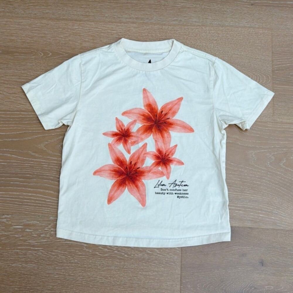 Mystic Lilium Baby Tee Tshirt Size XS in Cream Orange